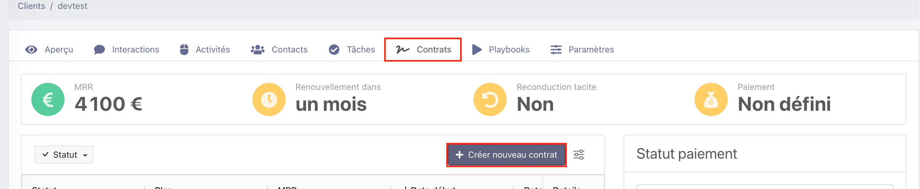 Création de contrat