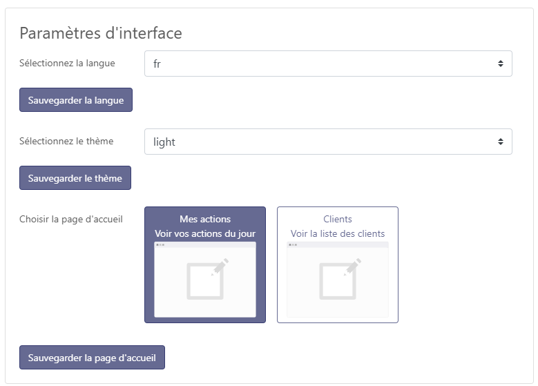 Personnalisation du compte
