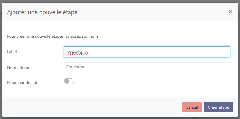 Nom interne et libellé