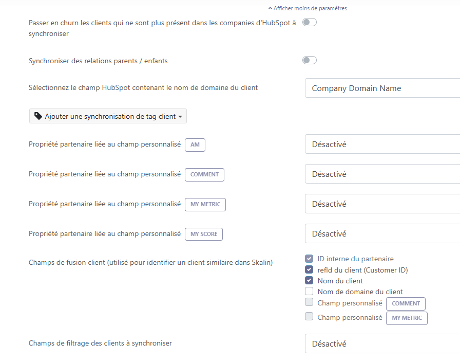 Paramètres avancés